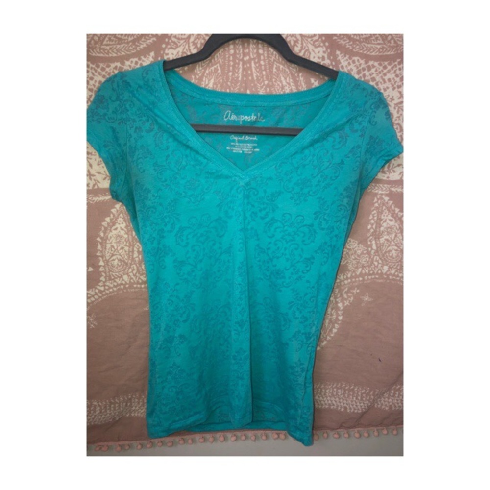 Aeropostale- Blue top with beautiful designs